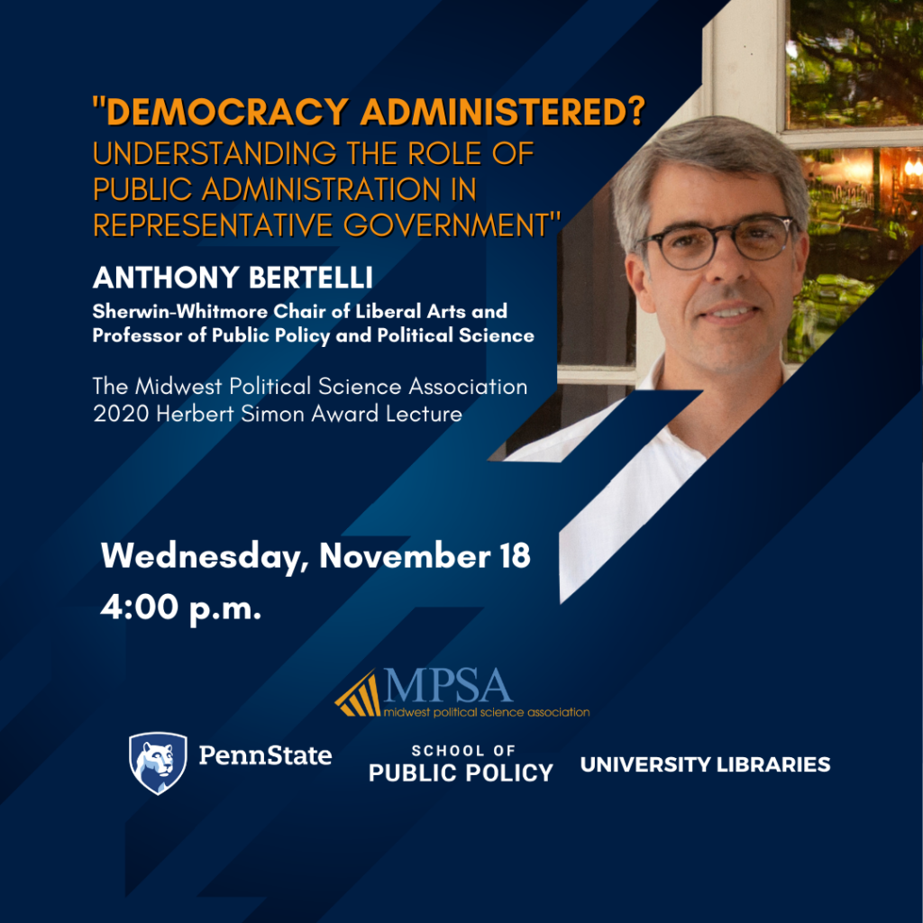 Professor Anthony Bertelli to deliver 2020 Herbert Simon Award Lecture